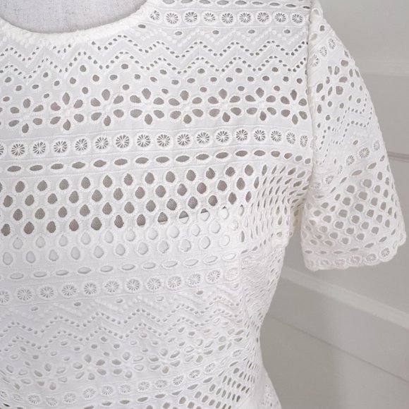 Self-Portrait White Bea Embroidered Eyelet Cutout Bridal Midi Dress US Size 8 - Picture 5 of 9